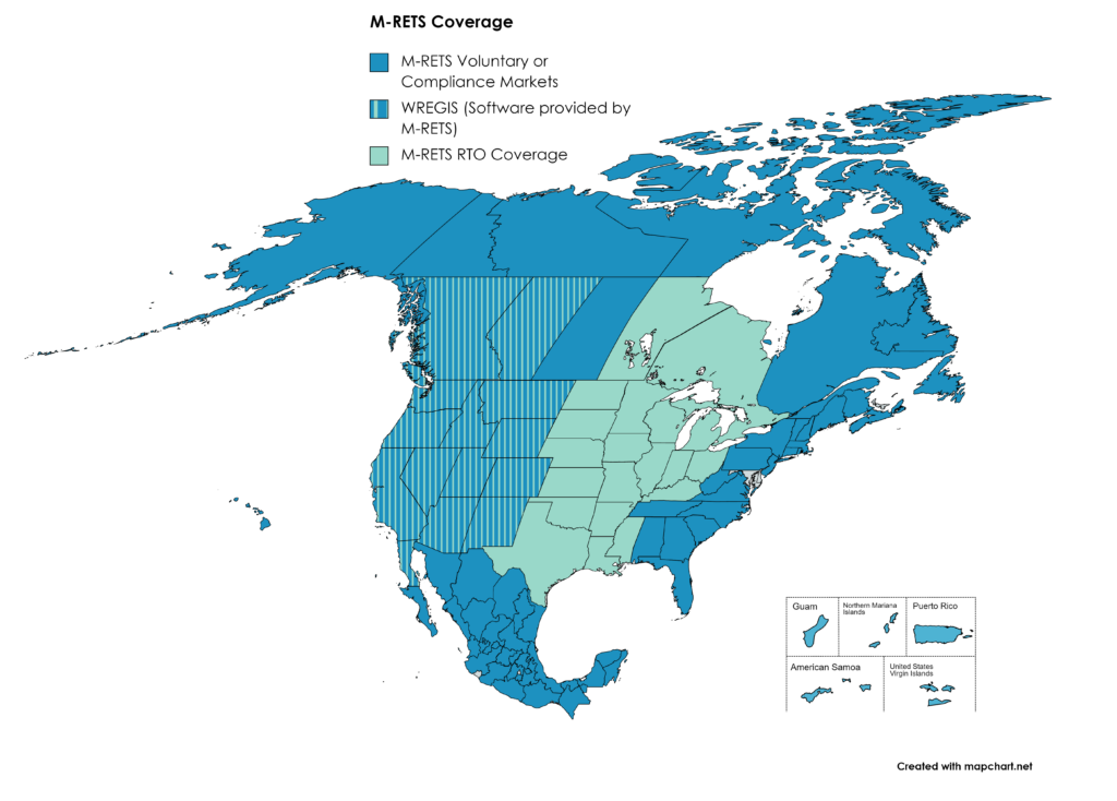 M-RETS Coverage in North America; Map of North America